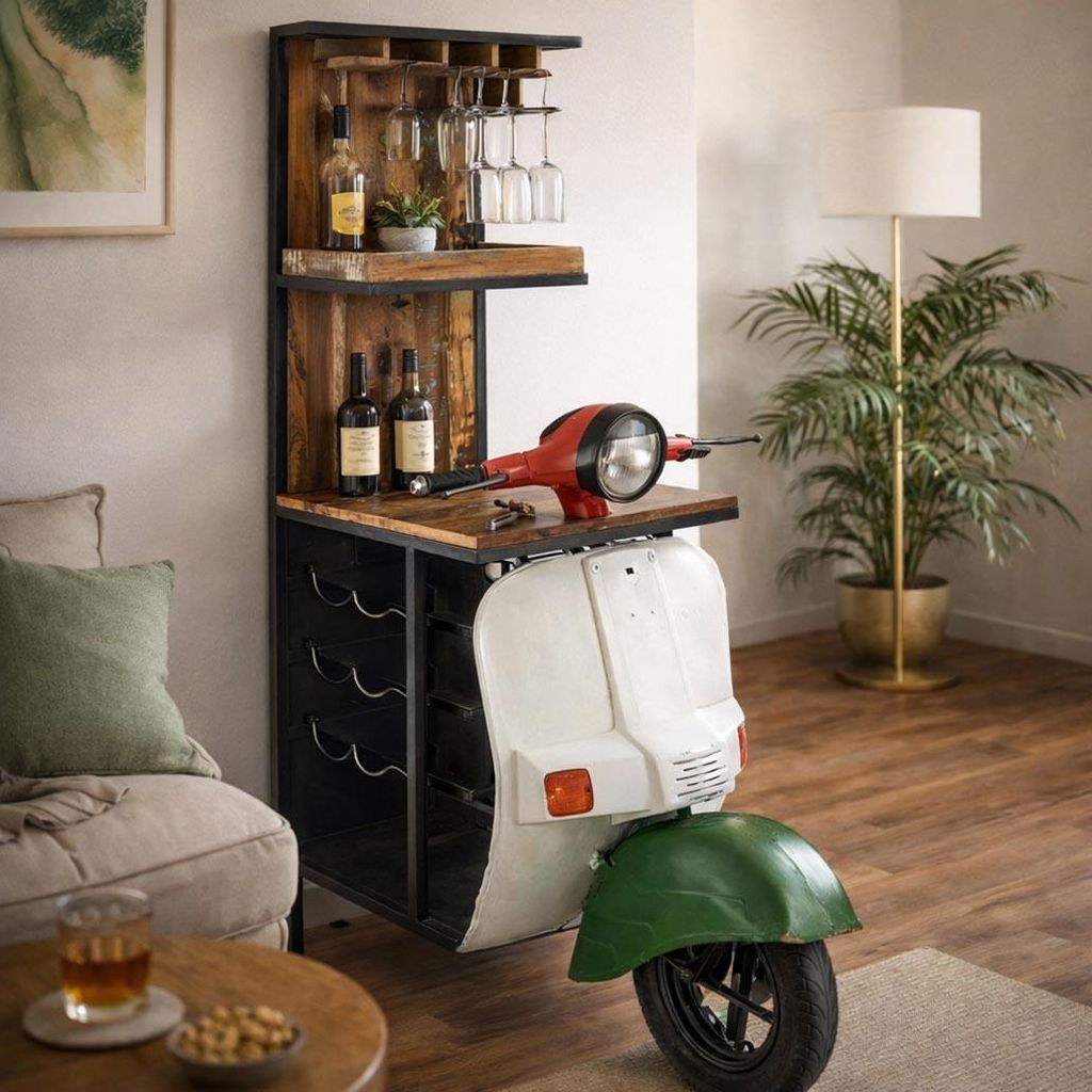 Kobolo Weinregal Anrichte Barregal Barwagen Scooter Bar ITALIA Vintage - 110x70x180 cm