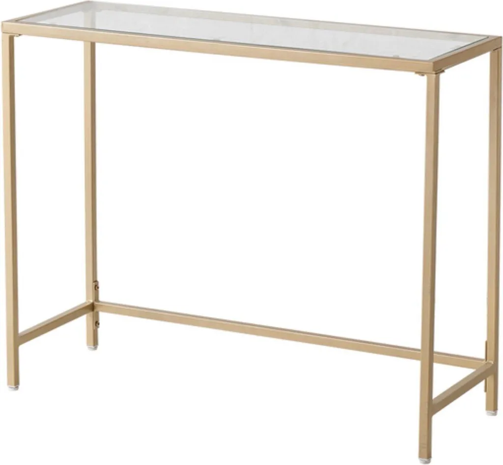 Table Murale Console Bolt Edge - Meuble d'Appoint Or et Verre de 100 cm