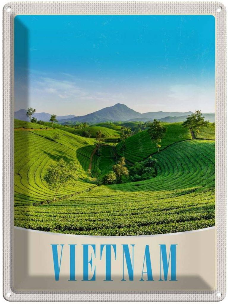vianmo Blechschild 40x30 cm Vietnam Natur Wiese Ackkerbau Bäume Bildmotiv Reisemotiv Abenteuer Reisen Urlaub