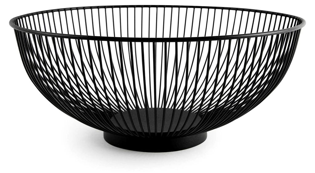 Schwarzer Stahl-Obstkorb, ø 32 cm, Höhe 14 cm, für Obst und Gemüse, dekorativ