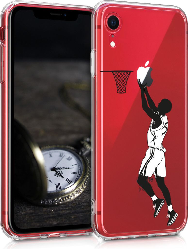 kwmobile Case kompatibel mit Apple iPhone XR - Hülle Silikon transparent Sport Basketball Schwarz Weiß Transparent