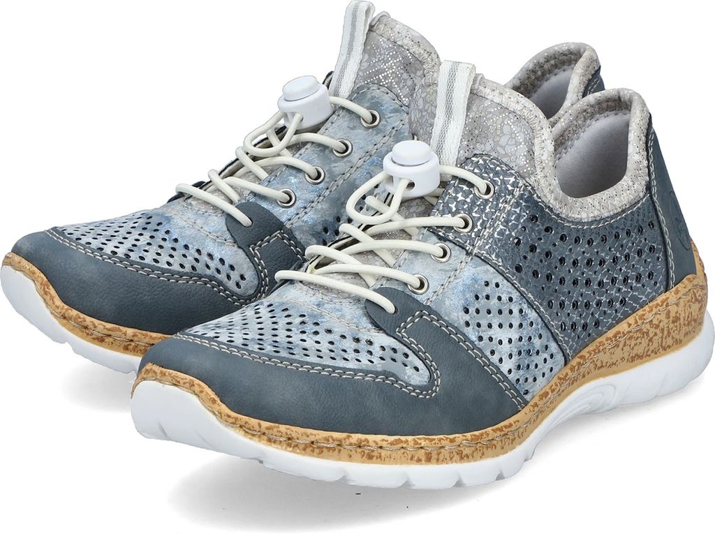 Rieker Damen Slipper Schuhe N4255-12 metallic-blau , Schuhgröße:42 EU