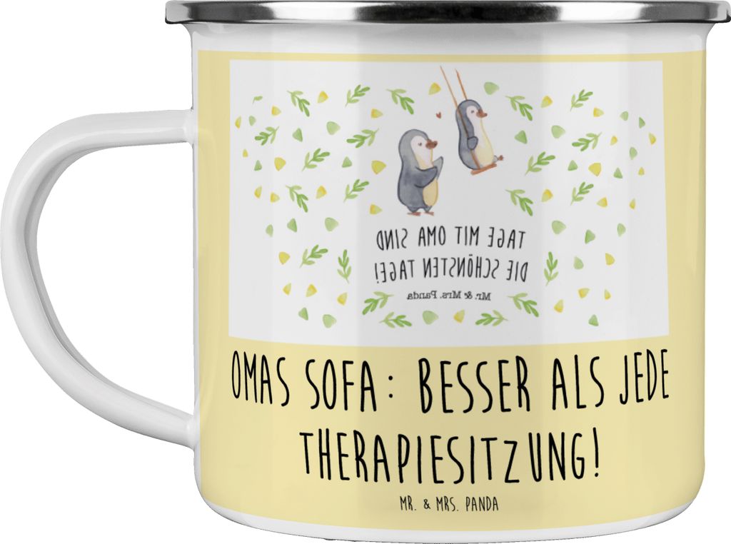 Mr. & Mrs. Panda Emaille Tasse Oma Sofa - Gelb Pastell - Produktbild 
