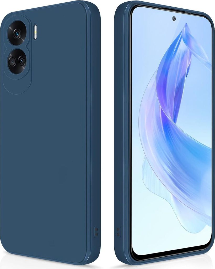 Silikon Hülle für Honor 90 Lite Flüssigsilikon Dünn Gel Gummi Matt Kratzfeste Schutzhülle Blau
