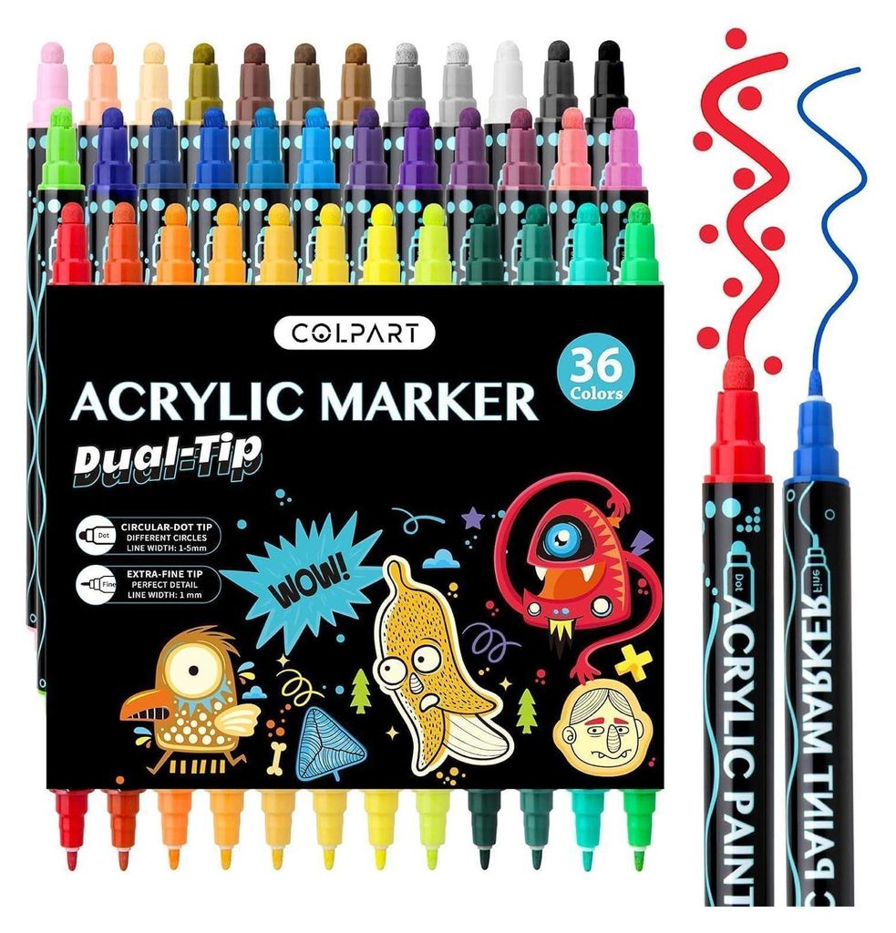 Penne acriliche 36 colori impermeabili a doppia punta multi Immagine del prodotto 
