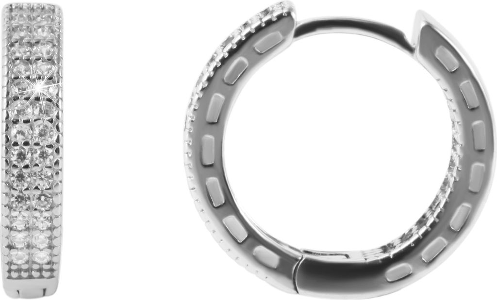 925/- Echt Silber Klappcreolen "Katha" mit Zirkoniabesatz, Produktbild 