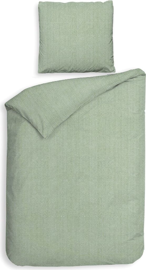 Heckett and Lane Spina Bettwäsche 155 Laurel Green Bettwäsche 1 x Bettbezug 155x220 + 1 x Kopfkissenbezug 80x80 Laurel-Green Uni grün