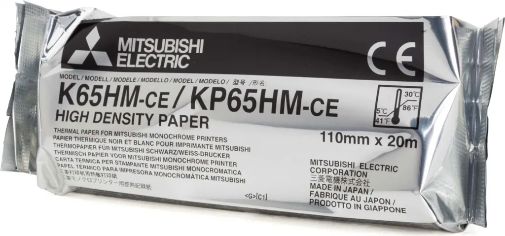 Papier thermique K65HM-CE haute densité Mitsubishi 110mm x 20m m