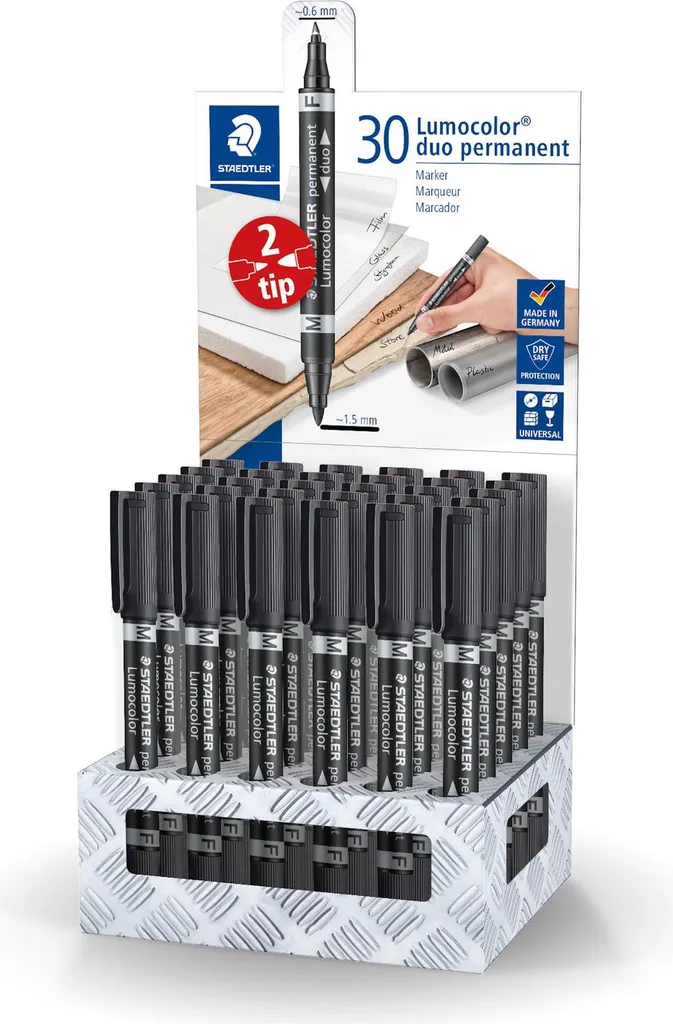Offerta Box 30 Marcatori STAEDTLER Lumocolor Duo 348-9 Nero