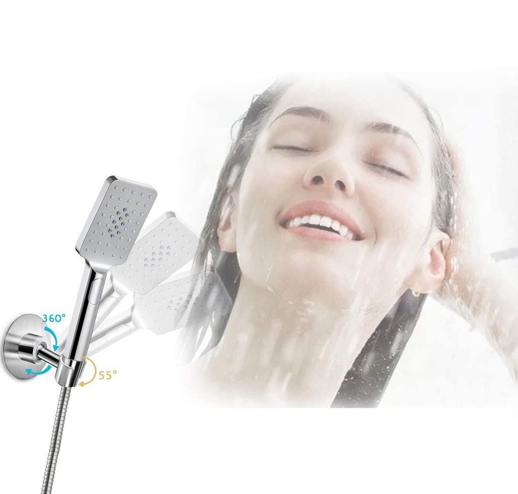 Duschkopfhalter Aus Edelstahl – 360° Drehbar, Höhenverstellbar Mit Seifenständer, Silber, Für Badezimmer