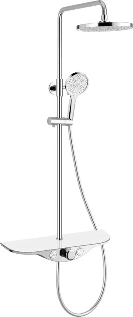 Système de Douche Exxo Bicolore Chrome et Blanc avec Mitigeur Mural