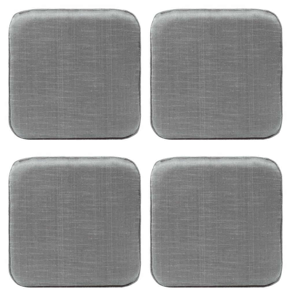Set mit 4 Sitzkissen, Stuhlkissen und Bodenkissen aus Memory-Schaum, 40,5 x 40,5 cm, wasserabweisende Oberfläche, rutschfeste Unterseite, hellgrau