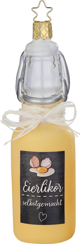 Christbaumschmuck Glas Eierlikör Flasche 14cm gelb