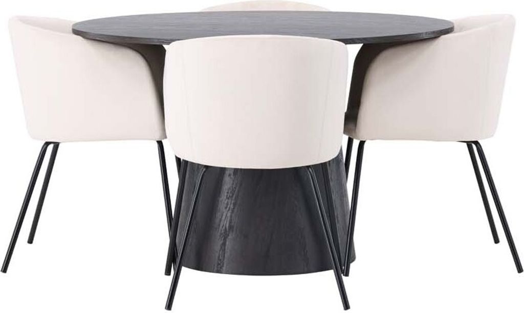 Lanzo Essgruppe Tisch mocca und 4 berit Stühle beige.