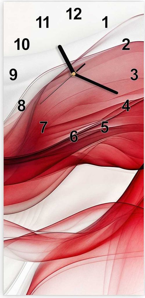 Wanduhr aus Glas mit Motiv Farbige Wellen- 30 x 60 cm - inkl. Aufhängesystem