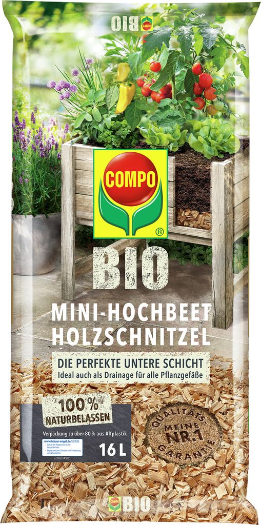 COMPO Mini-Hochbeet Holzschnitzel 16 Liter