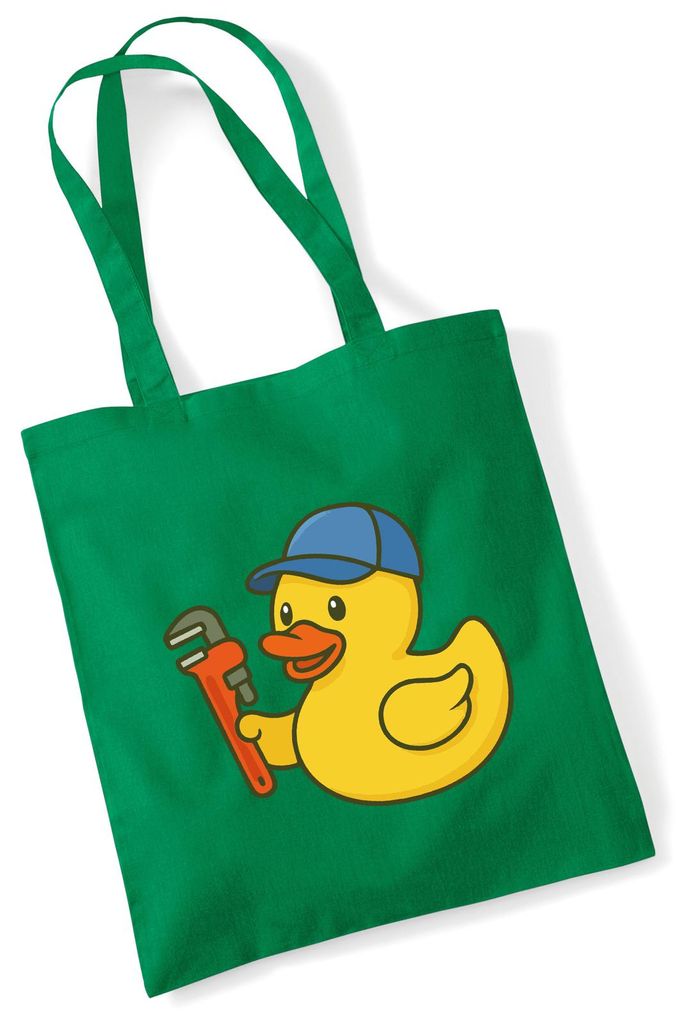 Huuraa Jutebeutel Quietscheente Installation Comic Gummiente 10 Liter Kelly Green Baumwolle Tasche Geschenkidee