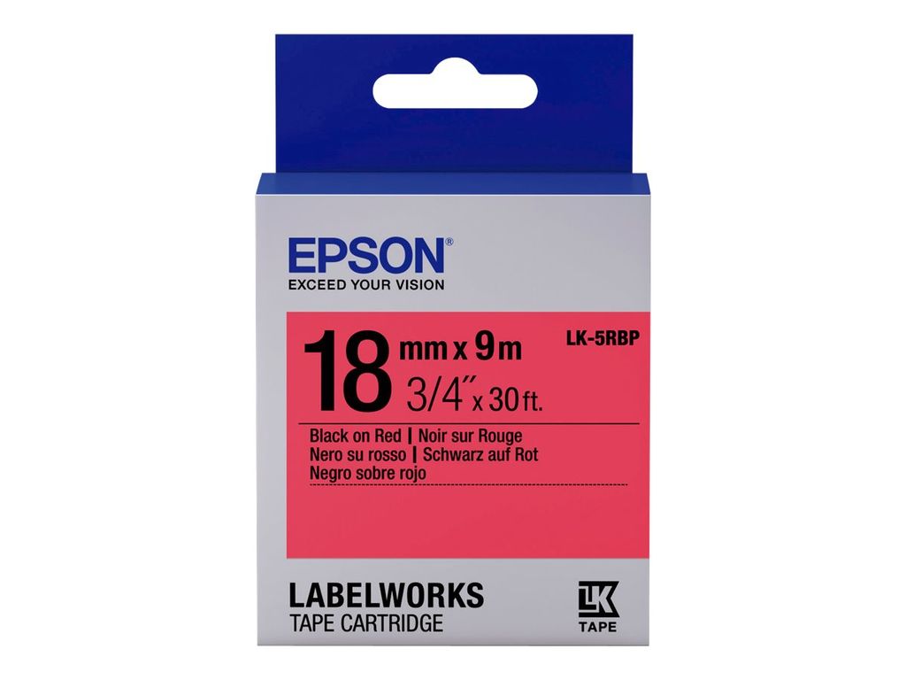 Epson Etikettenkassette LK-5RBP - Pastell - schwarz auf rot - 18mmx9m