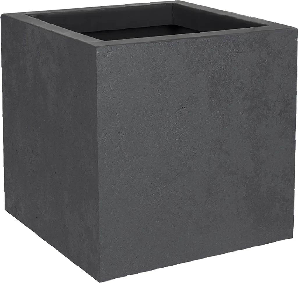 Pot de fleur carré Basalt Up EDA gris anthracite 39cm grande capacité