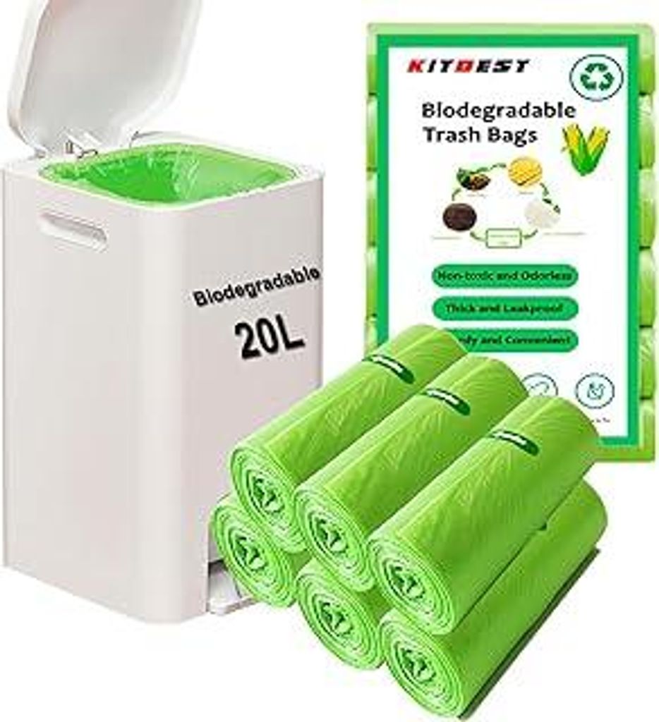 120 Stück Biomüllbeutel 20L, KITBEST Beutel Müllsäcke Müllbeutel reißfeste, 5.2 gal extra starke Abfallsäcke Müllbeutel Küchen Lebensmit...