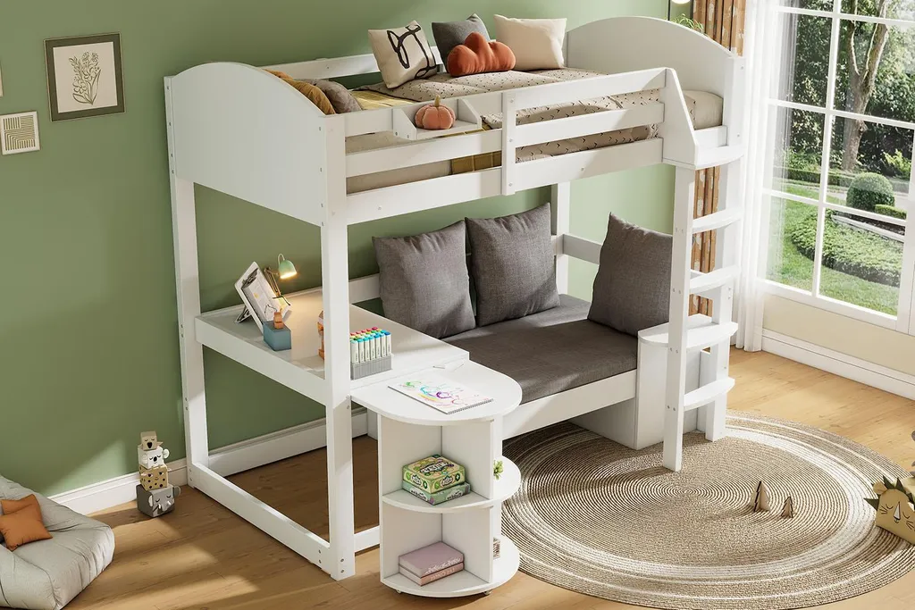 Lit combiné enfant 90x200 cm idéal pour petite chambre blanche - 7