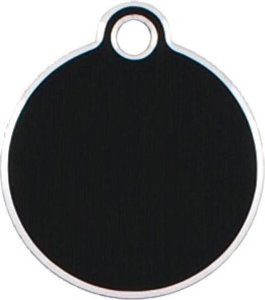 Adressanhänger mit Gravur - rund klein - schwarz mit Silberrand