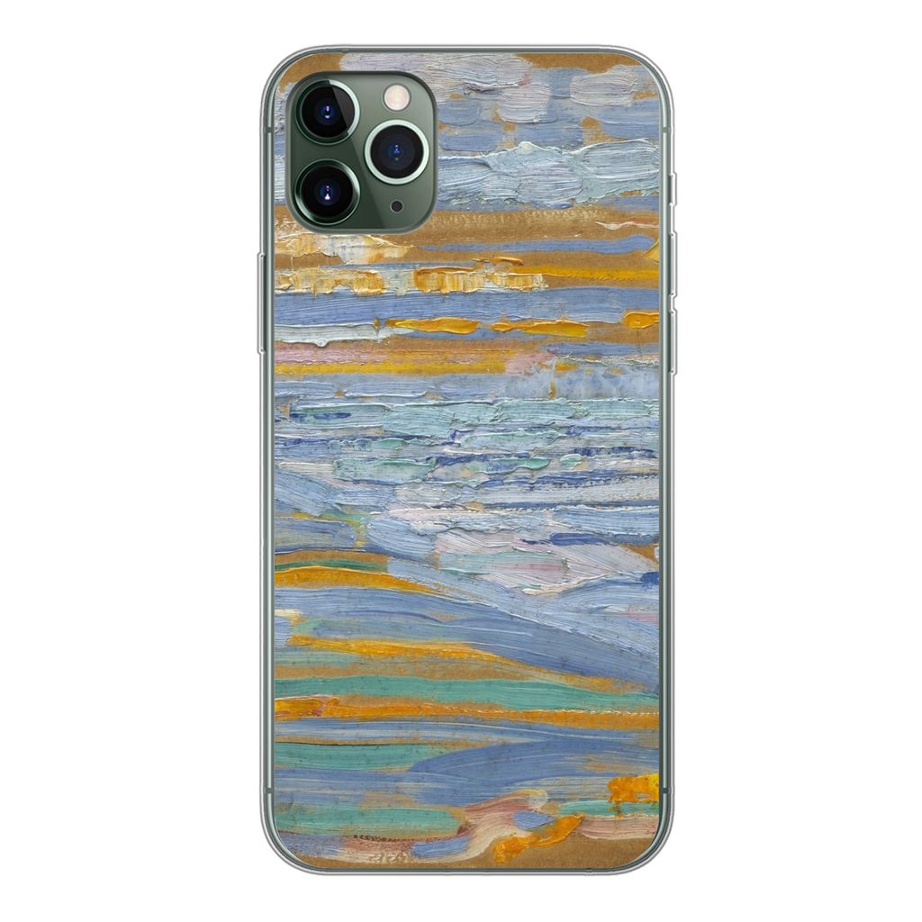 MuchoWow Handyhülle Schutzhülle Hülle für iPhone 11 Pro Max Blick auf den Strand und die Seebrücke von den Dünen aus - Piet Mondrian Siliko...