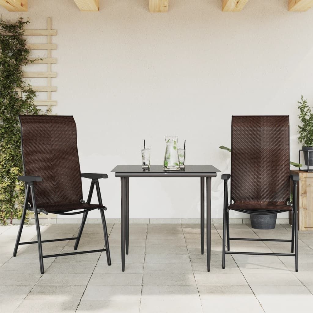 Möbel Gartenstühle 2 Stk. Klappbar Braun Poly Rattan - Gartenstühle 4007138