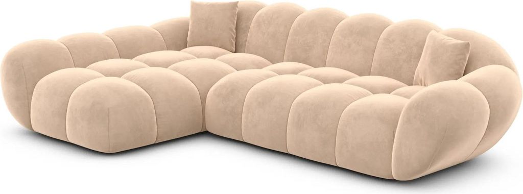 Samtstoff L-Form Sofa Liva Beige Links