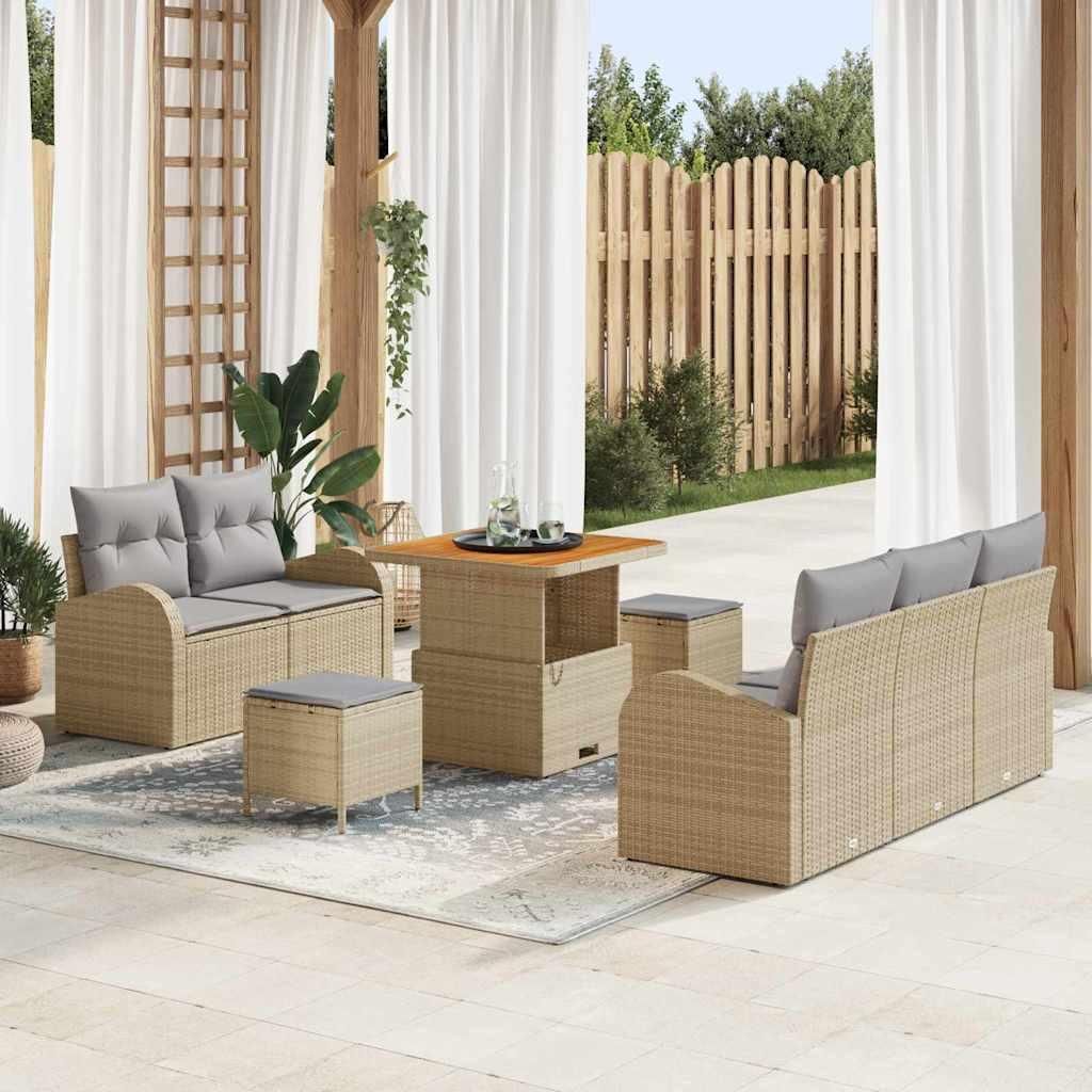 Maison Exclusive - Gartensofa-set mit Kissen 8 pcs Beige Poly-Rattan