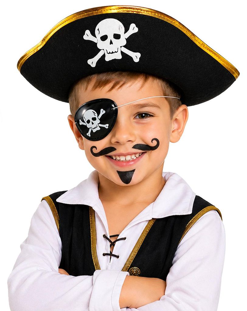 Piratenhut mit Totenkopf für Kinder | Schwarz Gold Produktbild 