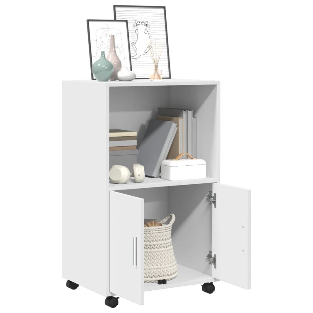 vidaXL Armoire à roulettes blanche 55x40x91 cm Bois Image du produit 