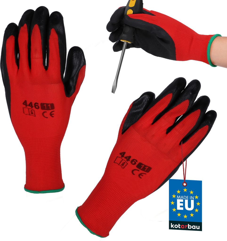 KOTARBAU Handschuhe Arbeitshandschuhe Anti-Rutsch Latex beschichtete Arbeitshandschuhe Größe 11 Red Herren Werkstatt Zubehör Winter Gartenhand...