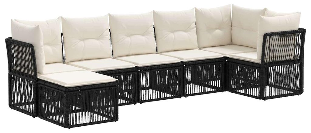 vidaXL Gartensofa-set 7 pcs Schwarz Poly-Rattan