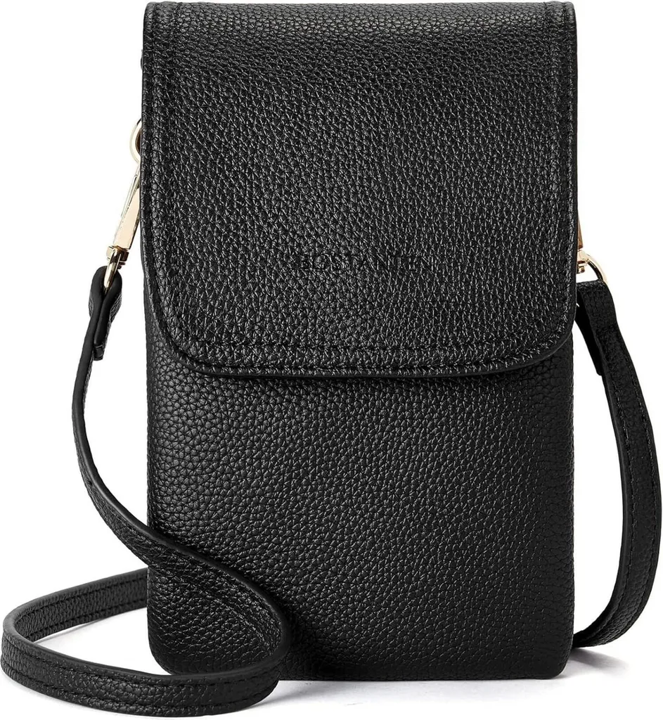 Bostanten Piccola Borsa Cellulare in Finto Cuoio Nero - Chic Tracolla