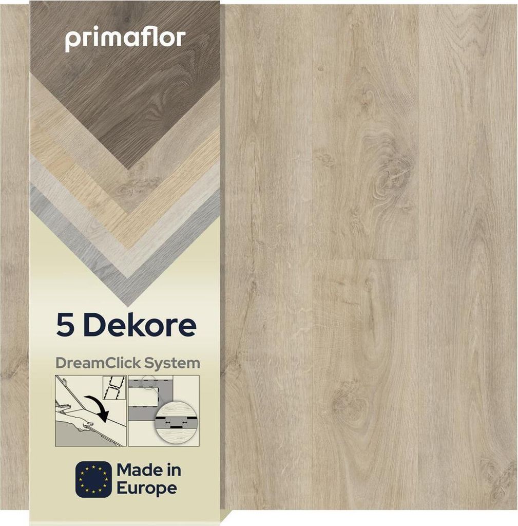 Primaflor Vinyldiele LIVE - Eiche blond - 10 Dielen je 132,6x20,4cm (2,705 m²) - Hochwertiger Vinylboden mit Klicksystem - Wasserabweisendes Klick...