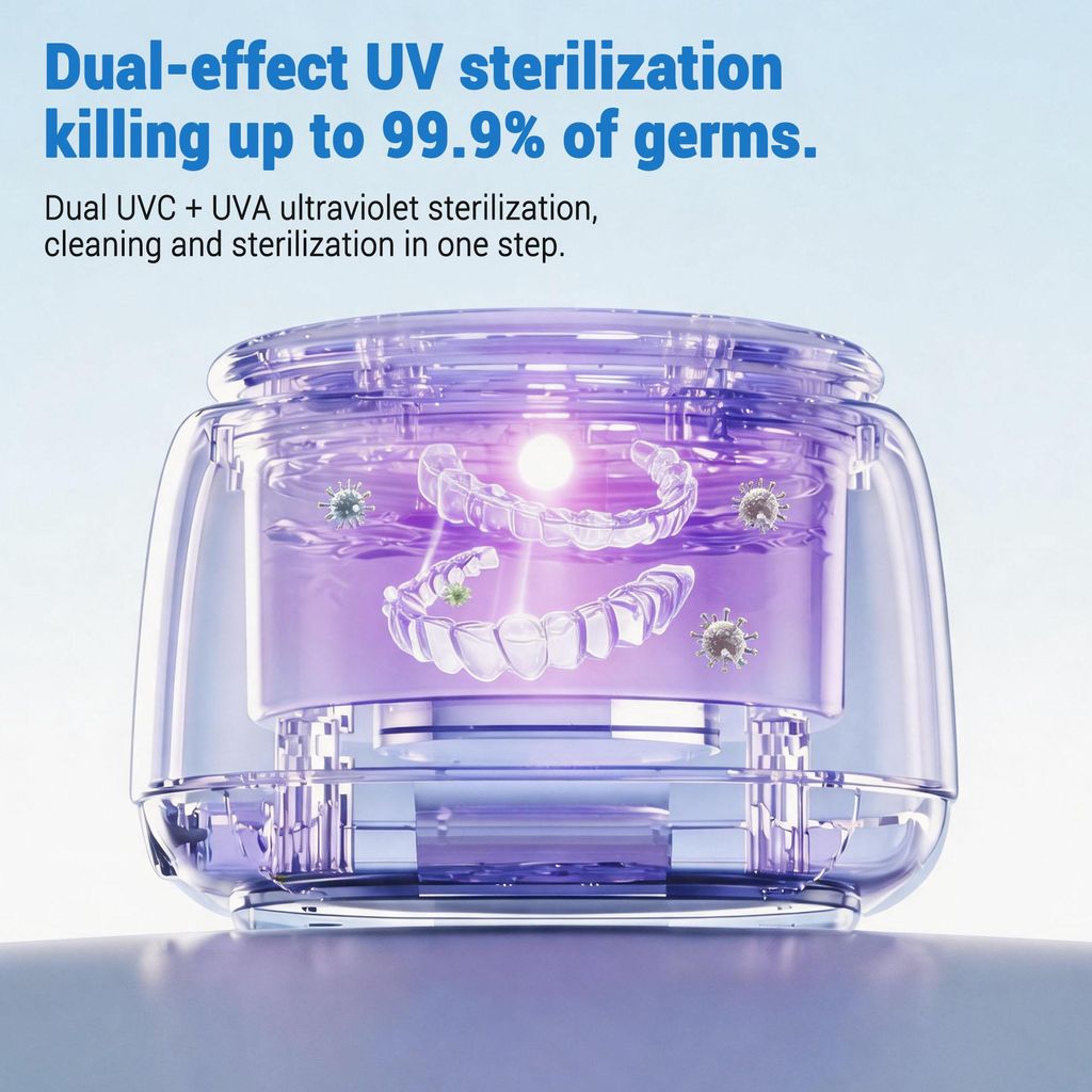 UVC + UVA Doppel-UV-Ultraschallreiniger Dental Pod, 45KHz Zahnprothese Ultraschallreinigungsgerät 304 Edelstahl Ultraschallreiniger - Ultraschallr...