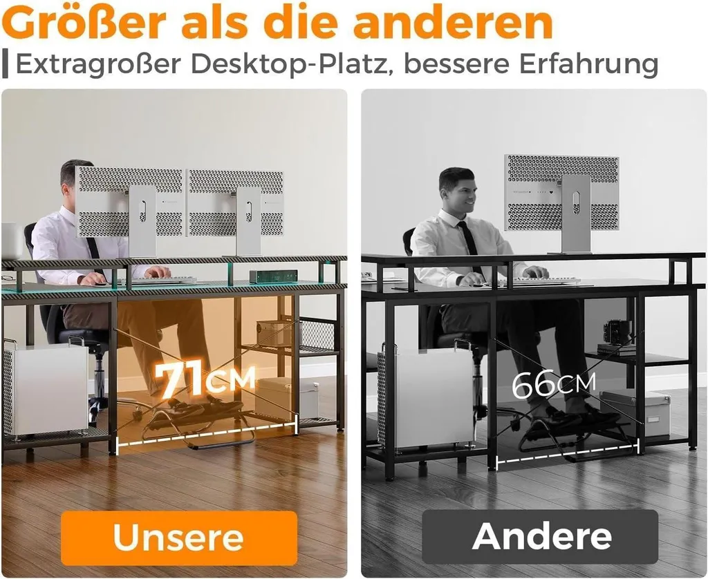 Table Gaming LED ODK Bureau d'Angle pour Setup Streaming 168x120cm - 6