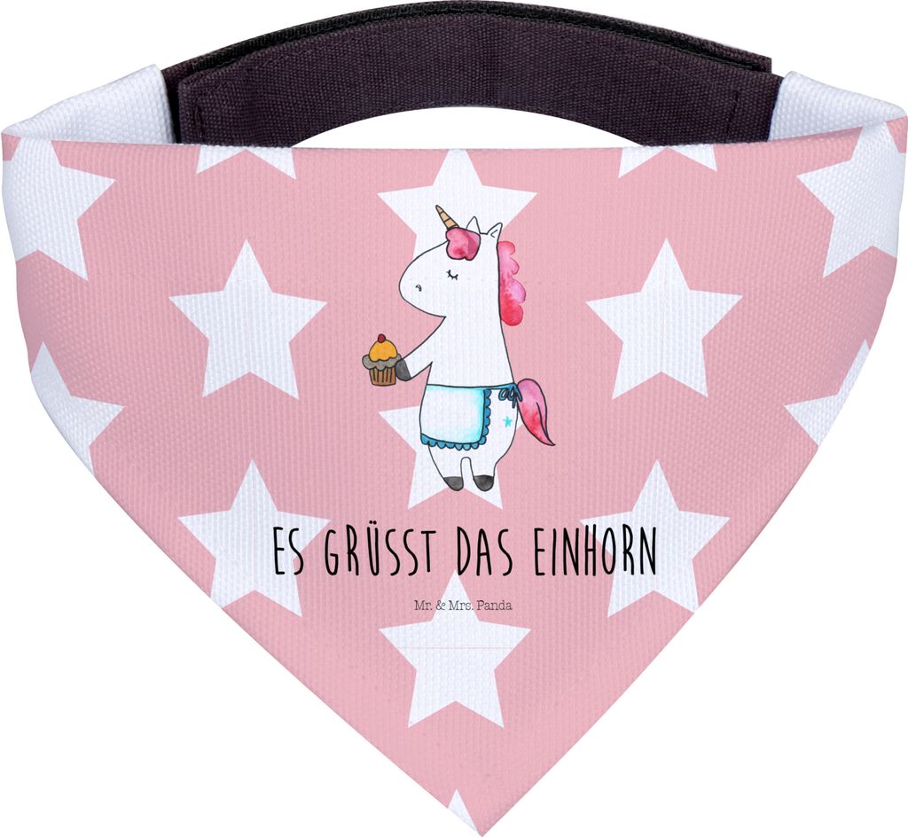 Mr. & Mrs. Panda Hundehalstuch Einhorn Muffin - Rot Pastell - Geschenk, Bandana, Halstuch für Hund, Hunde, Geburtstag, Kekse, Backen, Dreieckstuch...