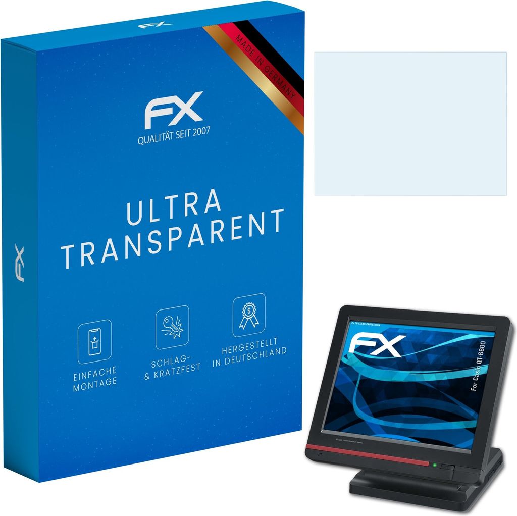 atFoliX FX-Clear 2x Schutzfolie kompatibel mit Casio QT-6600 Displayschutzfolie