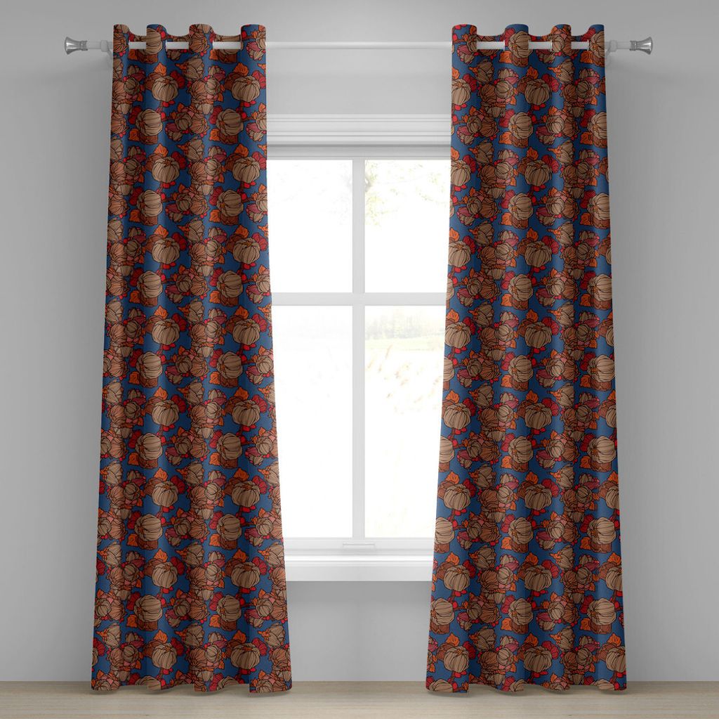 ABAKUHAUS Blumen Ösenvorhang, Funk-Kunst-Art-Zwiebel-Blumen-Muster im Pastell tont modernes Boho Druck-Grafik, Dekorative 2-Panel-Fenstervorhänge...