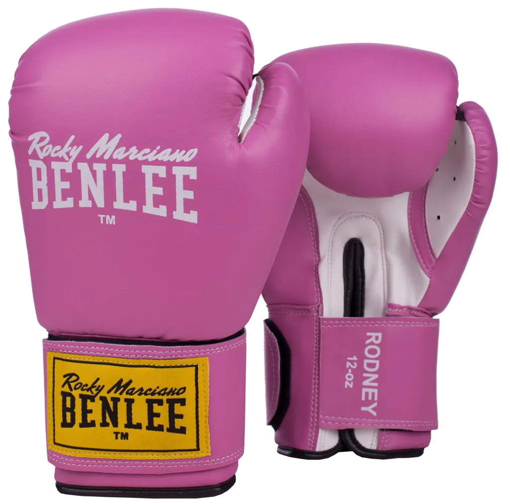 Gants de boxe Rodney Benlee en similicuir Rose et Blanc 10 oz - BENLEE