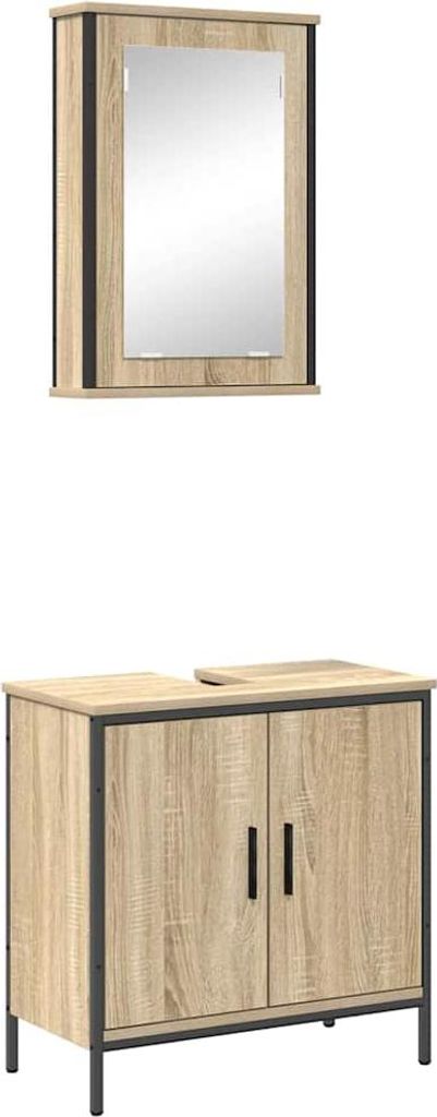 vidaXL Badezimmermöbel-Set mit Regal mit Tür 2 pcs Braun Holzwerkstoff