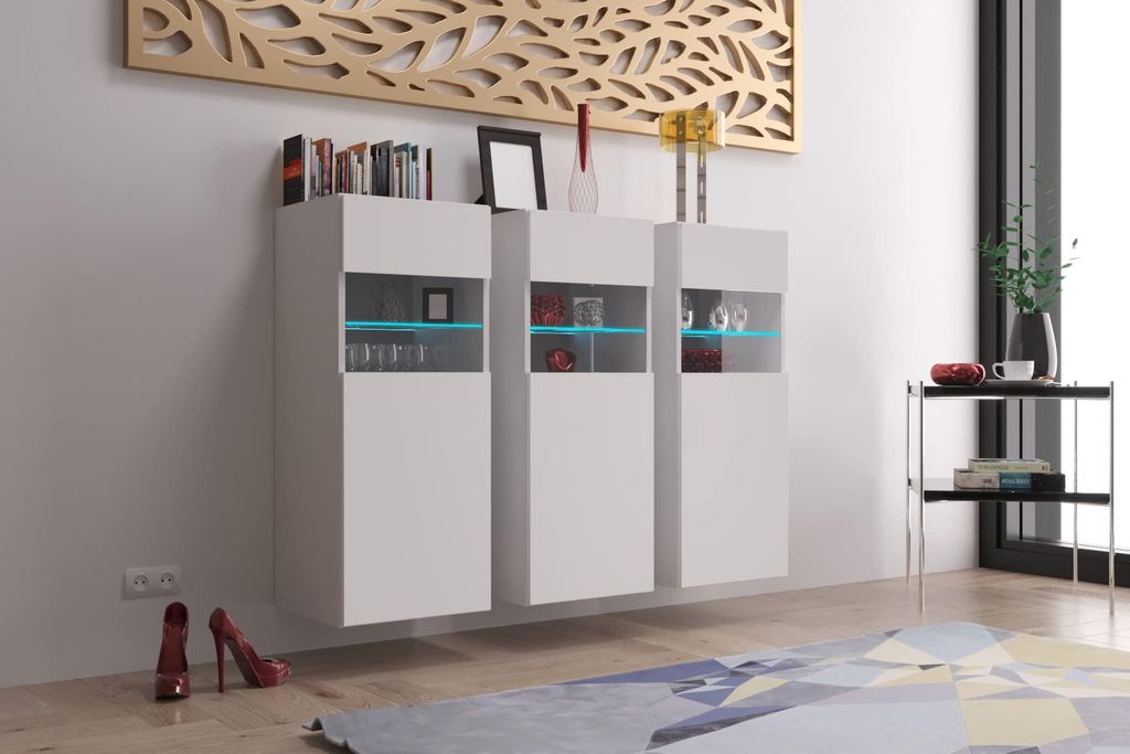 Furnitech K3 Modernes Wohnzimmer, Kommode, Schrank, Sideboard, Schlafzimmer, Esszimmer, Wohnzimmermöbel Matt (Möbel ohne LED, K3-M20-W9)