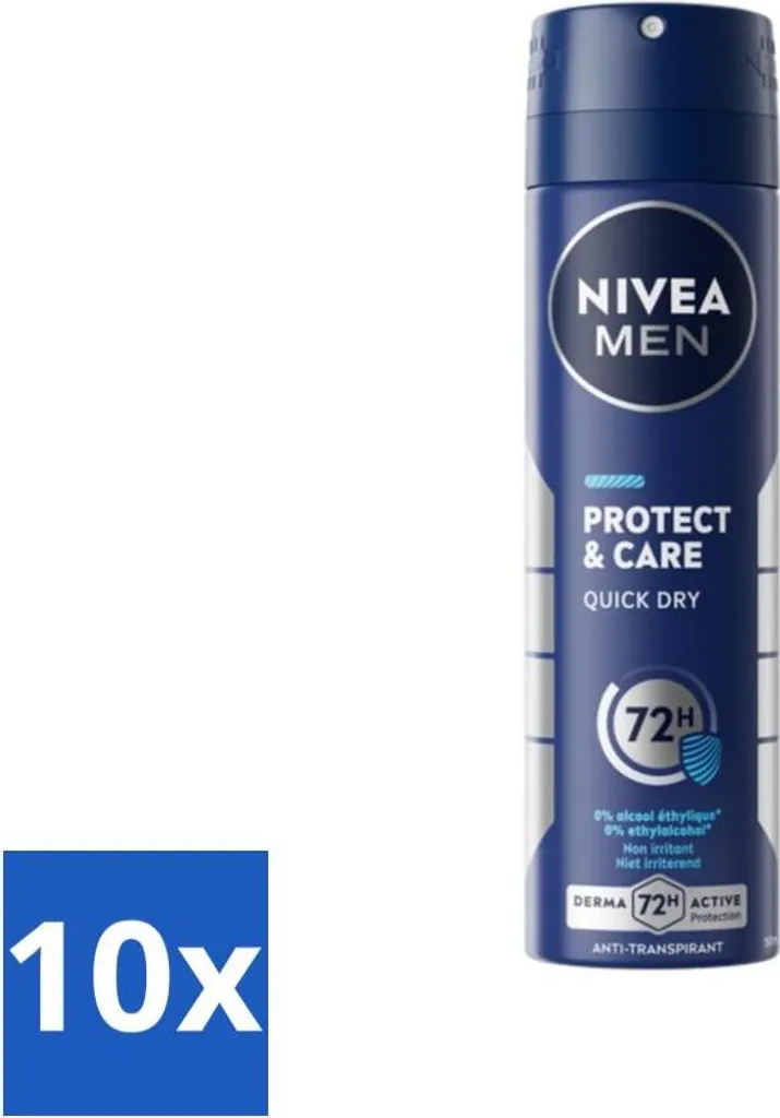 NIVEA Men Protect & Care Spray 150ml - Set 10 Pezzi Offerta Risparmio