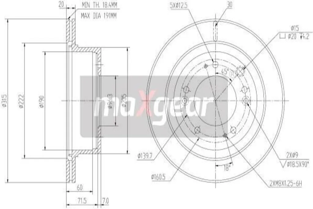 Disque de frein avant pour Kia Sorento I - MAXGEAR 19-2372 haute qualité