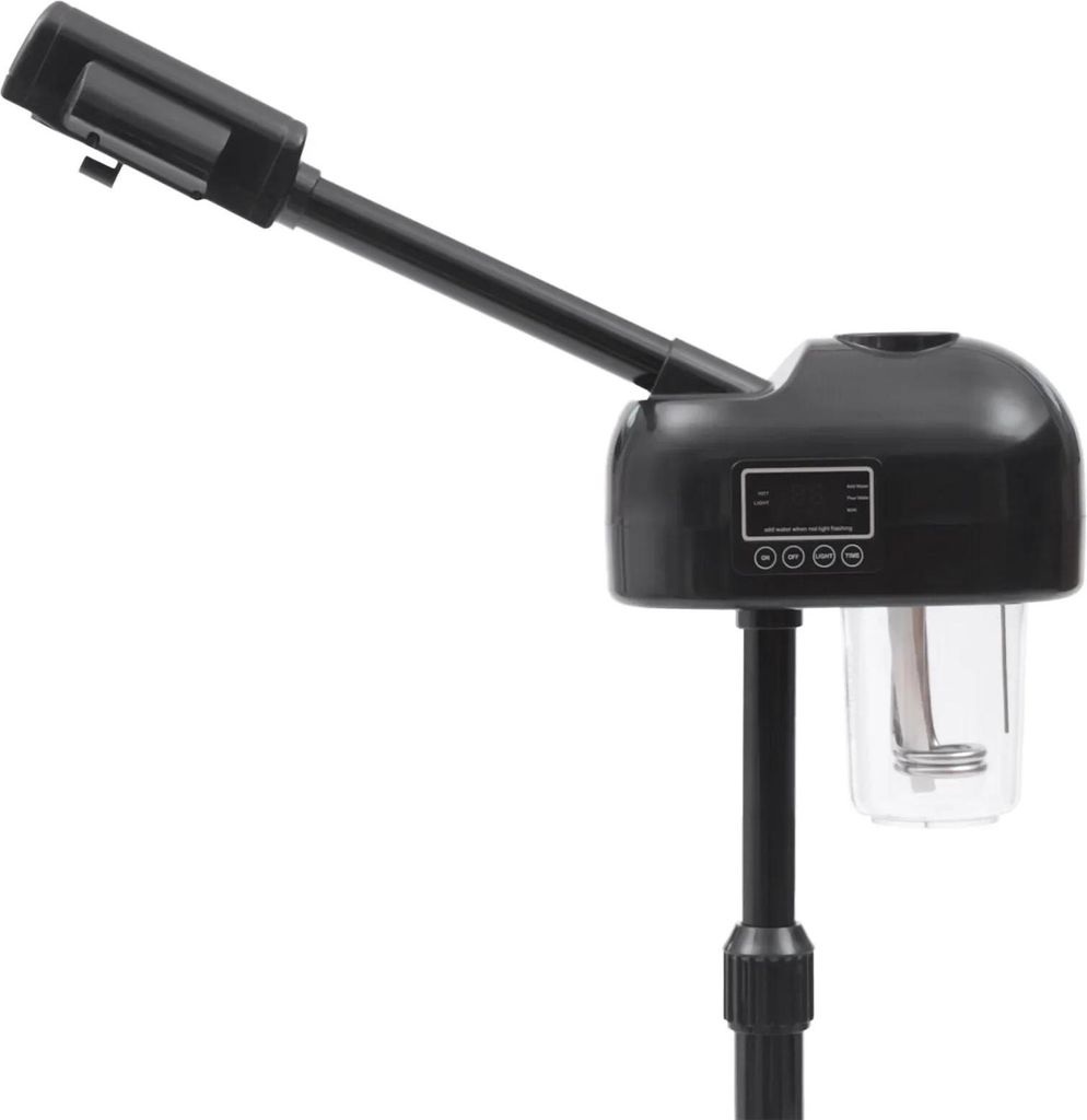 Gesichtsdampfer - 750 W - 360° drehbar - LCD-Bedienfeld - Befeuchtung & Reinigung - Schwarz
