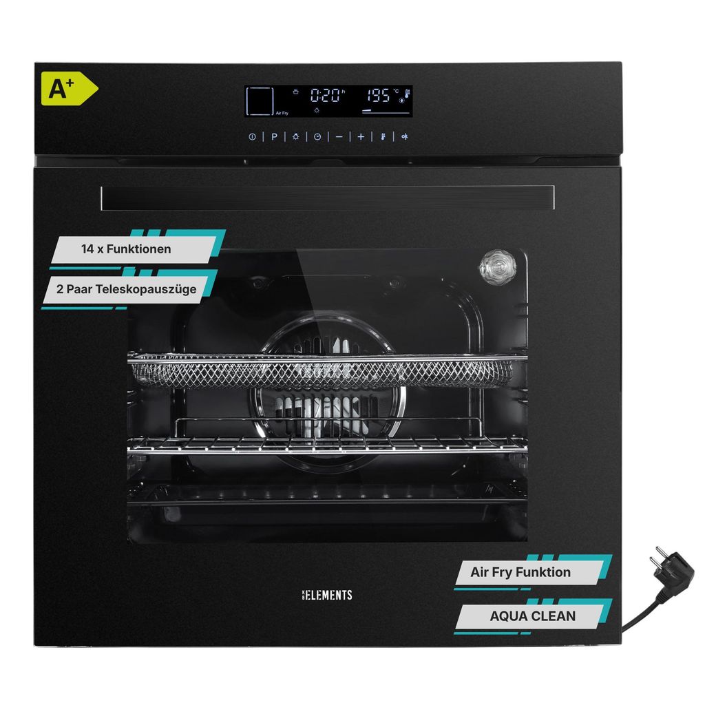KB ELEMENTS Einbaubackofen, 60 CM, 73 Liter, 15 x Funktionen, Airfryer Funktion, AQUA CLEAN, 75DV1