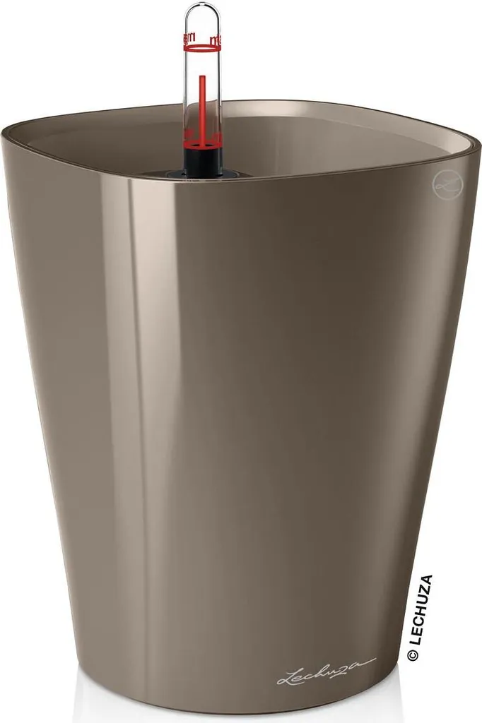 Petit pot de fleurs LECHUZA DELTINI Taupe pour bureau et plante d'intérieur