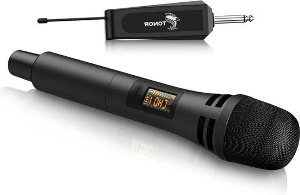 Micro sans fil dynamique noir avec récepteur pour chant et animation DJ